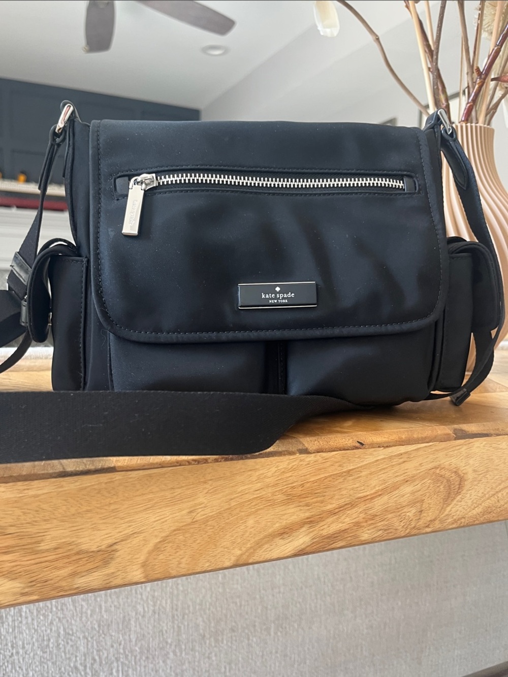 kate spade Black Carter Nylon Messenger Cargo Crossbody Bag